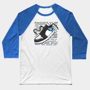 AJ 1 Black Dark Powder Blue Sneaker Baseball T-Shirt